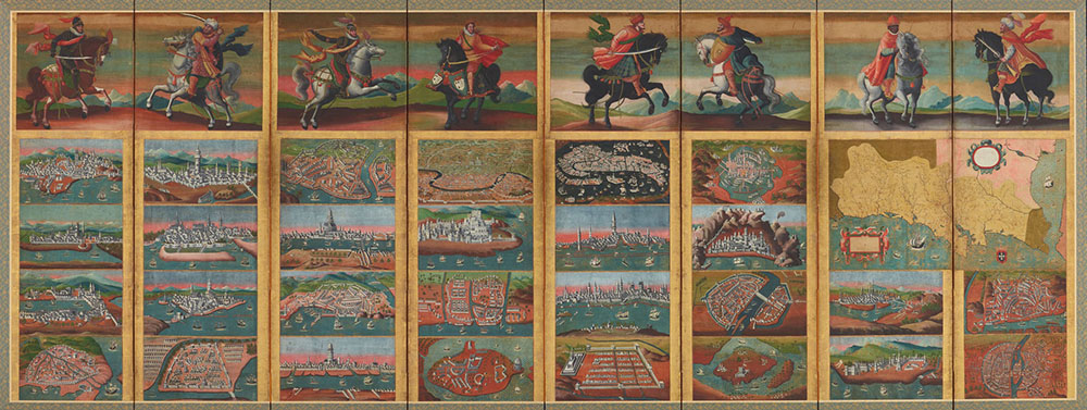 重要文化財《萬国絵図屏風》、安土桃山～江戸時代(17世紀)、紙本着色、国（皇居三の丸尚蔵館収蔵）