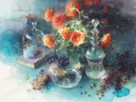 「硝子の池」水彩紙、透明水彩