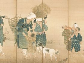 木島櫻谷《和楽》（左隻）明治42年（1909）（京都市美術館蔵）