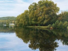 おだやかな流れ ヨンヌ川眺望 ８号 油彩