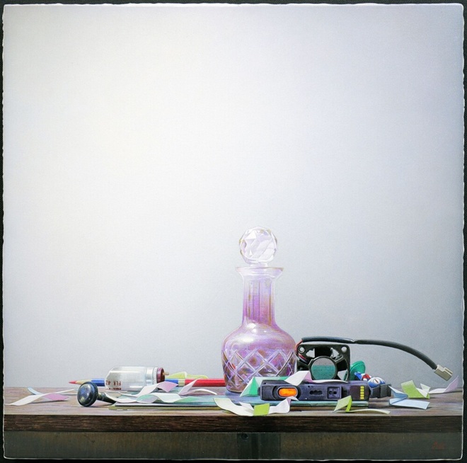 「白の静物 (ガラス瓶)Ⅱ-紫」S4