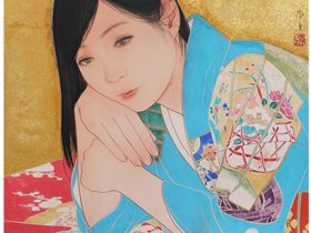 福田季生「花宴」（40.9×31.8㎝、綿布彩色、2024）