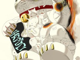 越智俊介 「フォロワーを招く猫ⅱ 黄」 59.4×42.0cm、ジクレ、2024年