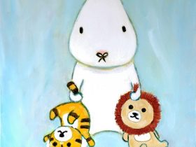 「ウサチャン」 アクリル絵の具 M12号 ウサギのチャンピオンそれがウサチャン