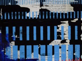 二宮 千都子 「syslog_08」 アクリル、レーザープリンター印刷紙、キャンバス F4号