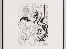 佐伯 俊男 《大首》 1988 Ink on paper, colormarker on tracingpaper H30 x W39.4 cm H62.7 x W46.7 x D2.4 cm (framed)