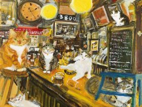 「とうとう酔っ払っちゃった」 キャンバスジクレー 40.8 × 49.5 cm