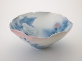 染付鉢「酔芙蓉」 サイズ：径38.7×高17.5cm
