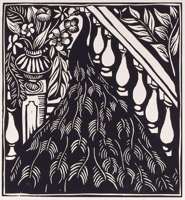 ラウル・デュフィ《アポリネール 『動物詩集あるいはオルフェウスのお供たち』》より 「クジャク」 1911年刊 木版・紙 群馬県立館林美術館蔵