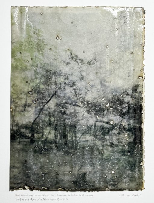That sound was so nostalgic that I wanted to listen to it forever

その音がとても懐かしくずっと聞いていたいと思いました

image size：33 × 24cm　

frame size： 52 × 41.7cm

Mixed media, Resin, wax, photo on aluminum plate