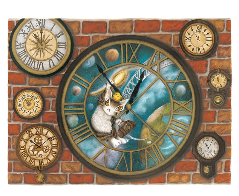 逆さま大時計　©Akiko Ikeda／Wachifield Licensing, Inc.