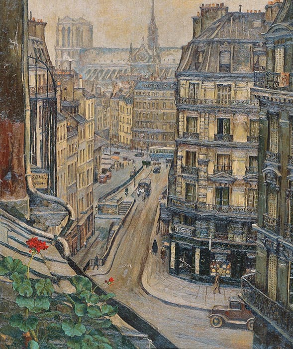 髙島野十郎「ノートルダムとモンターニュ通Ⅱ」昭和5~8年(1930~33)、福岡県立美術館蔵