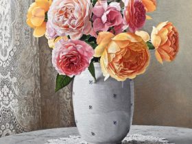 「窓辺の薔薇」 8号