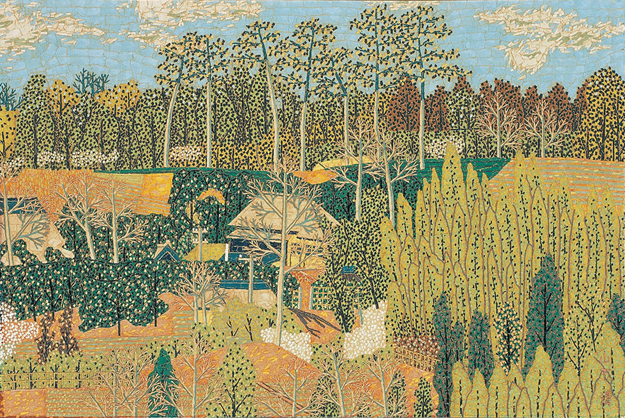 《学園附近の景色》1943(昭和18)年　貼絵　個人蔵
©Kiyoshi Yamashita / STEPeast 2025