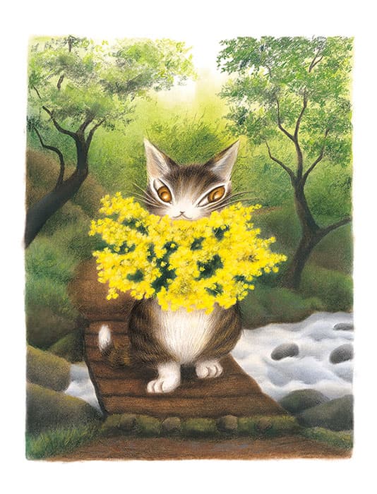 うでいっぱいのミモザの花束　©Akiko Ikeda／Wachifield Licensing, Inc.