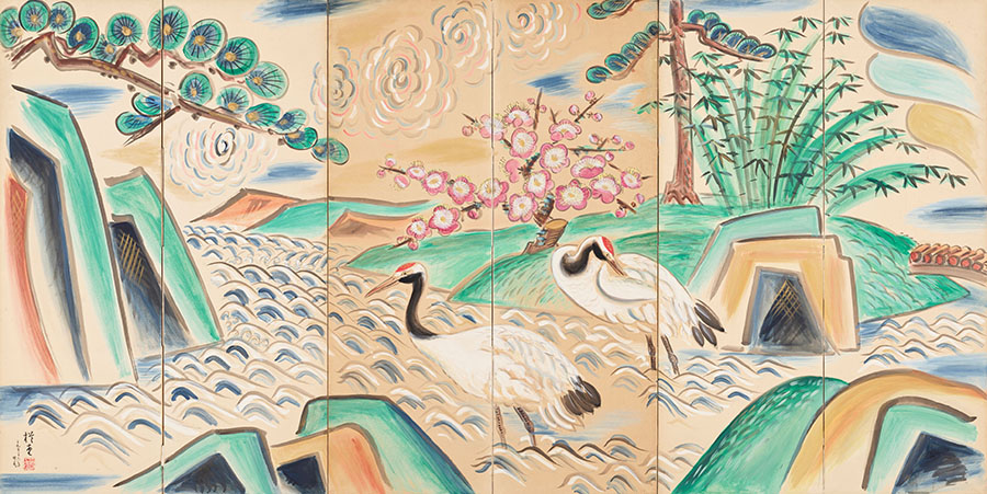 《めでたき風景》1926年 紙本着色 大阪中之島美術館