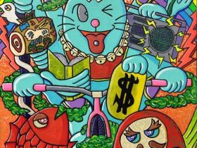 「祥慶千手猫絵図」 キャンバス、アクリル絵の具 P20号