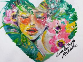 「Love＆Truth」Liveart 190311 Japanese paper、acrylic F40号