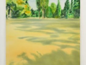 丸山直文《水を蹴る（つづいて）》2025, acrylic on cotton, 162.3x112cm