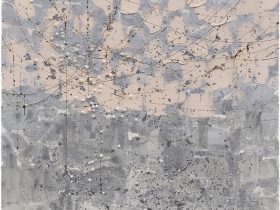 "Chandelier" no.20241212 2024年 油彩、銀箔、パール・キャンバス 素材協力：TASAKI 91.0×91.0cm