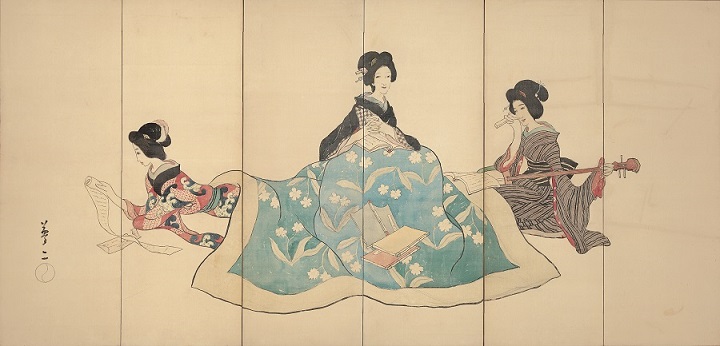 [6月8日までの展示]竹久夢二《こたつ》1915年夢二郷土美術館蔵)