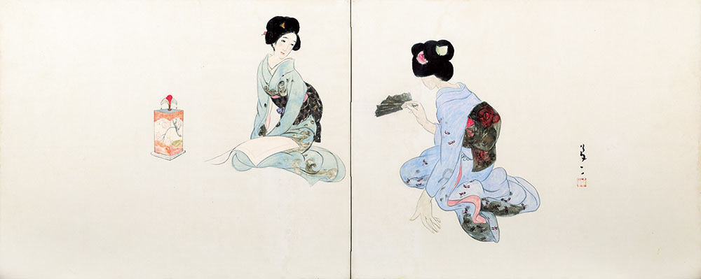 竹久夢二 《投扇興》 1917年頃　培広庵コレクション