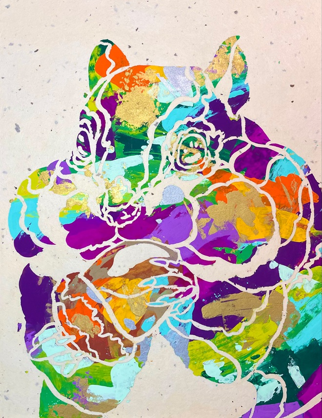 「今日遊びに行っていい？」</span>F6<br />2025年 手漉き和紙にアクリル絵の具