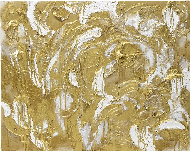 Willow tree no.20220420
2022年
油彩、砂、水晶、金箔・キャンバス
80.0×100.0cm（F40）