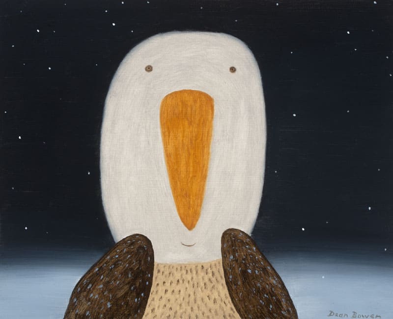 《夜のワライカワセミ》　Nocturnal Kooka　2012年　油彩、板　ギャルリー宮脇蔵