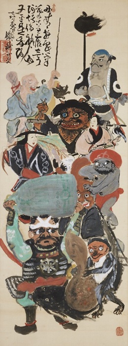 擬土佐又平筆法遊戯人物図（1912年、77歳）