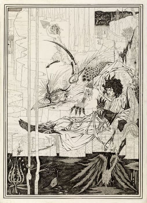 オーブリー・ビアズリー《アーサー王は、唸る怪獣に出会う》1893 年
ヴィクトリア・アンド・アルバート博物館
Photo: Victoria and Albert Museum, London