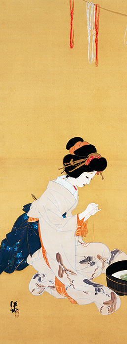 北野恒富 《願いの糸》 1914年頃　培広庵コレクション