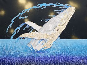 「酔鯨」 ミクストメディア、91.0×74.7cm
