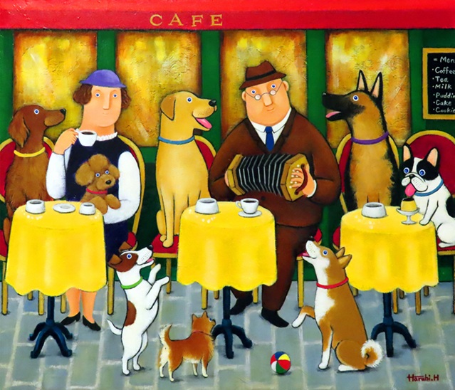 「カフェでも歌おう」
F10号