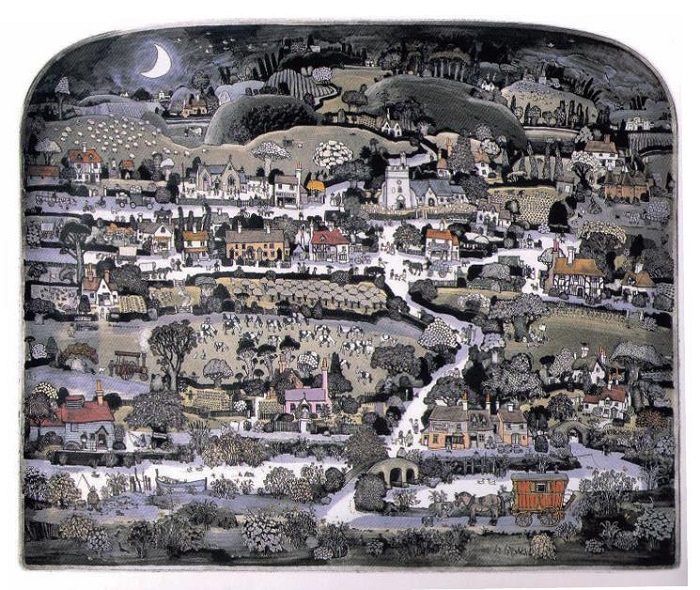 「幸せの日々」　手彩色・銅版画　50.5×60.5cm