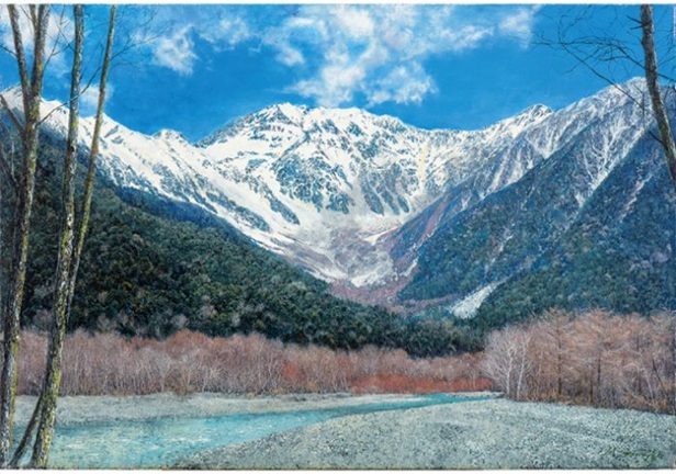 早春穂高連峰（H50.0×W72.7cm、油彩）