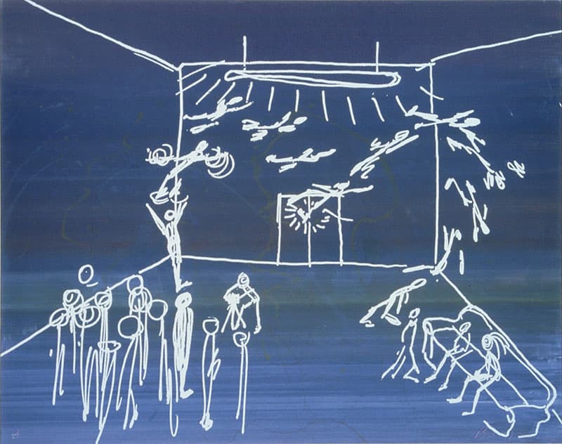 ジョナサン ボロフスキー《私は夢みた・・・》 1983年　紙にアクリル絵具、シルクスクリーン　196.5 x 248cm ©Jonathan Borofsky