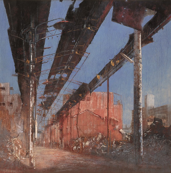 《黒いアーケード》1995年 紙本着色 192.5×192.5cm 京都国立近代美術館蔵