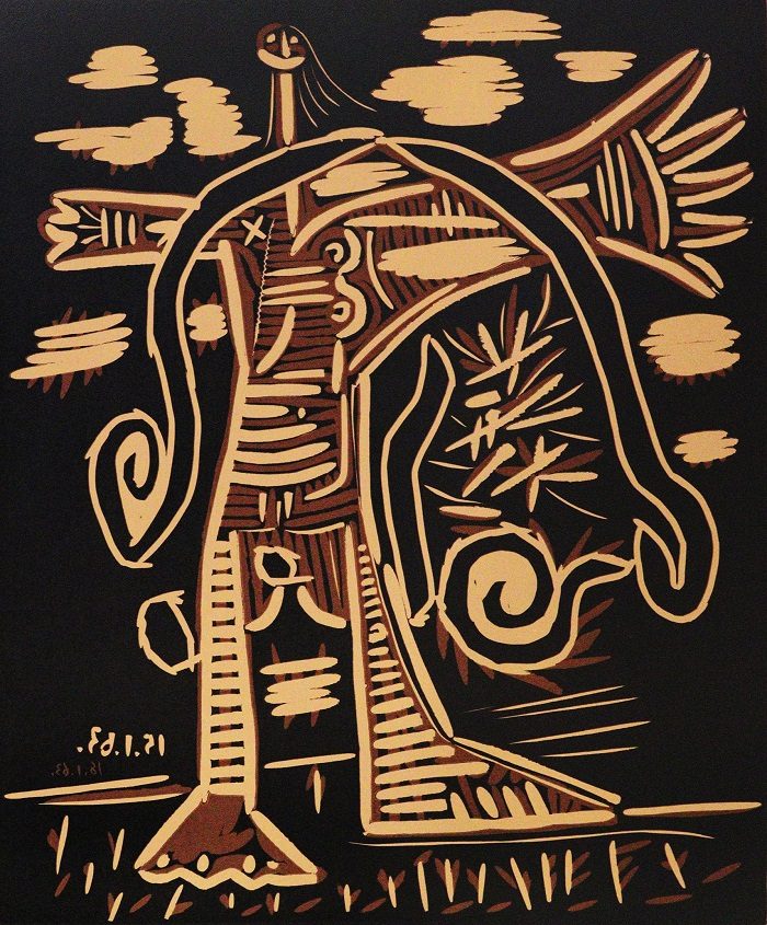 パブロ・ピカソ 「立っている裸の女性」 1963年 リノカット　EA 50部 64 × 53 cm