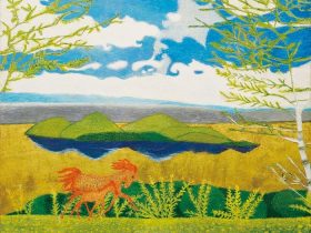 【洞爺湖】テンペラ画、F10号