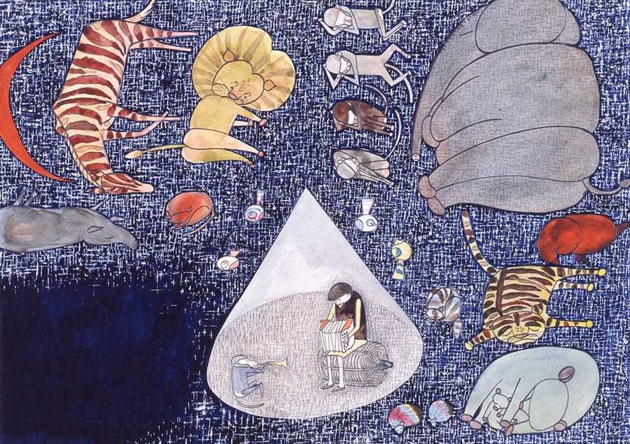 長新太《がんばれさるのさらんくん》10-11頁原画　1958年　宮城県美術館蔵