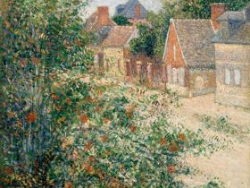 カミーユ・ピサロ《窓から見たエラニーの通り、ナナカマドの木》1887年、油彩・カンヴァス、三菱一号館美術館寄託