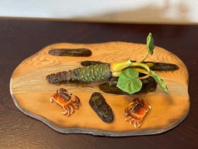 桑原仁「清流」象牙ほか（W33×D21×H8㎝）