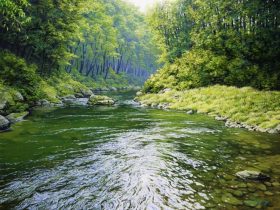 舘山 浩丈「翠流」F6 油彩 キャンバス