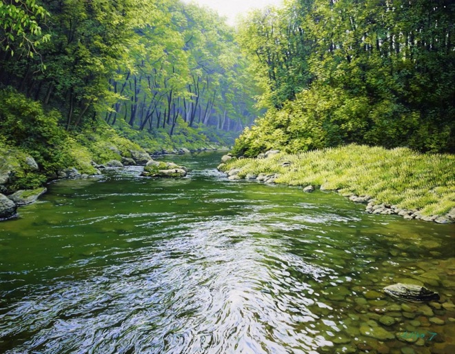 舘山 浩丈「翠流」F6 油彩 キャンバス