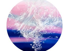 「奏－ＳＯ－」直径162cm　パネル・綿布・岩絵具