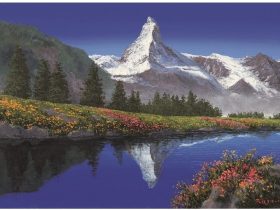 【湖映（マッターホルン）】油彩、M15号