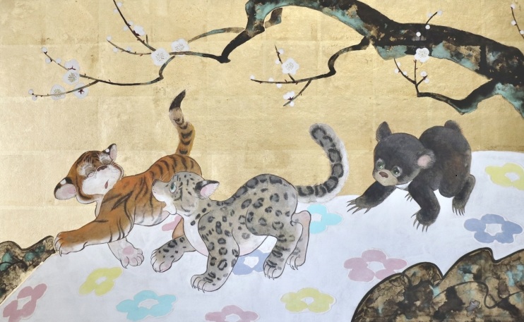 中西瑛理香「SWING!」　2025年
72.7×116.7cm
岩絵具、水干絵具、洋箔、麻紙