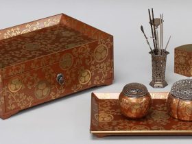 葵紋唐草蒔絵十種香具箱　木製漆塗　江戸時代