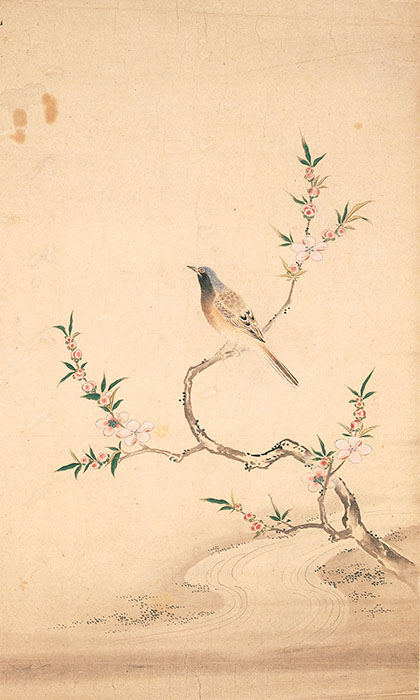 桃小鳥図　伝徳川吉宗筆　江戸時代中期（18世紀）　久能山東照宮博物館蔵